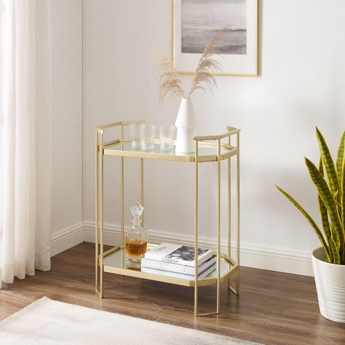 26" Metal Accent Table with Mirrors - Luxio