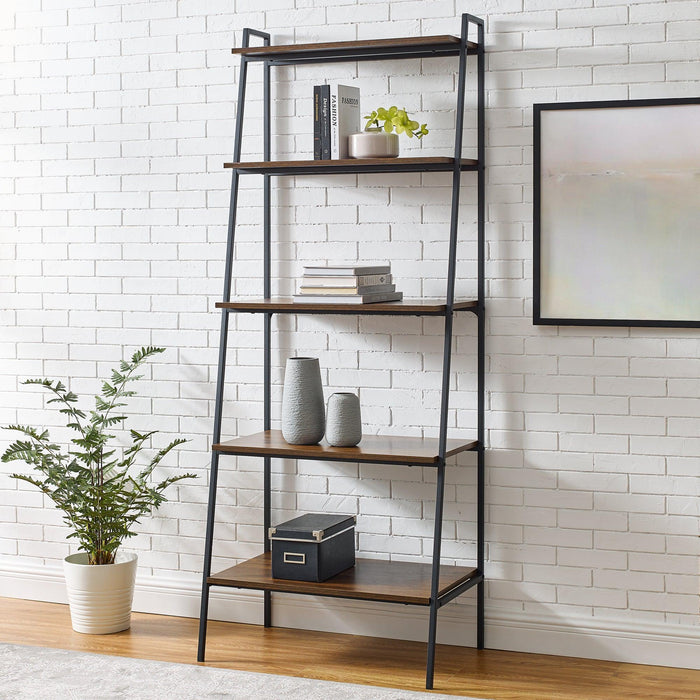 Arlo 72" Metal & Wood Ladder Bookshelf - Luxio