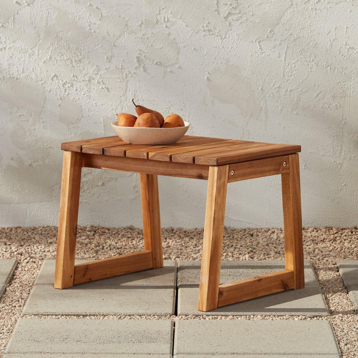 Cologne Modern Solid Wood Slat-Top Outdoor Square Side Table - Luxio
