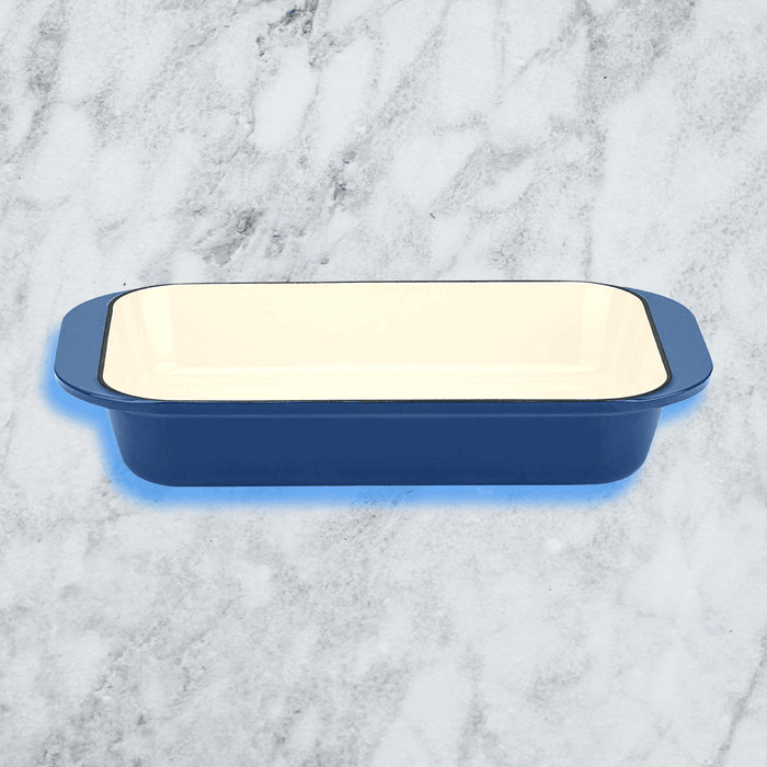 Cuisinart Cast Iron Roasting/Lasagna Pan, 14", Enameled Provencial Blue - Luxio