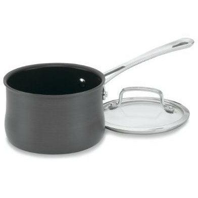 Cuisinart Contour Hard Anodized 1-Quart Saucepan with Cover,Black - Luxio