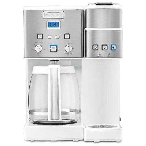 Cuisinart SS-15W Maker Coffee Center 12-Cup Coffeemaker and Single-Serve Brewer, White Stainless Steel - Luxio