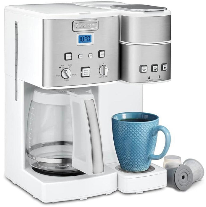 Cuisinart SS-15W Maker Coffee Center 12-Cup Coffeemaker and Single-Serve Brewer, White Stainless Steel - Luxio