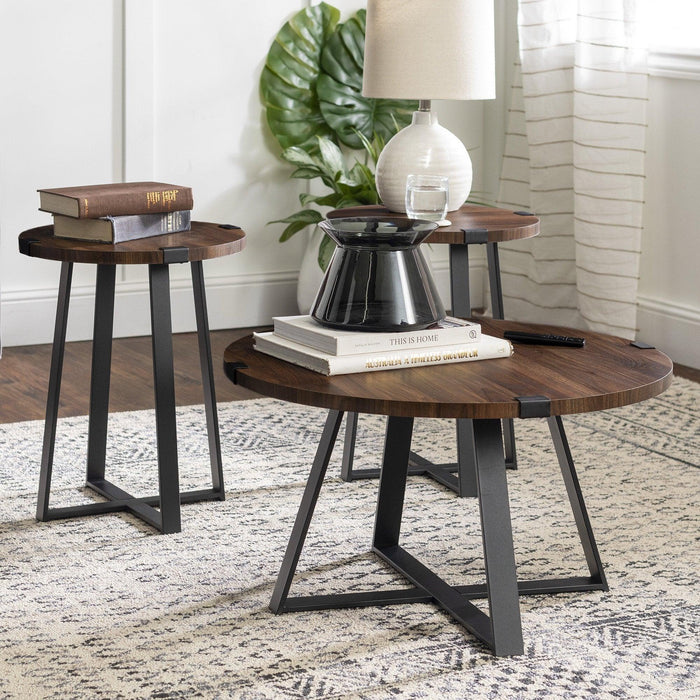 3 Piece Metal Wrap Coffee & Side Table Group - Luxio
