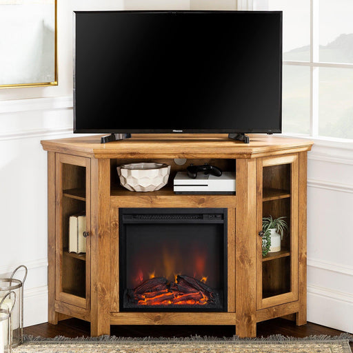 48" Wood Corner Fireplace TV Stand - Luxio