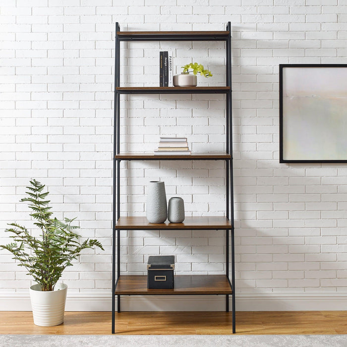 Arlo 72" Metal & Wood Ladder Bookshelf - Luxio