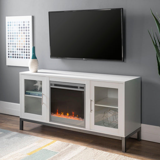 Avenue TV Stand with Crystal Fireplace - Luxio