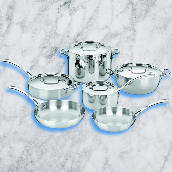  Cuisinart French Classic Tri-Ply Stainless 10-Piece Cookware  Set, Silver: Home & Kitchen