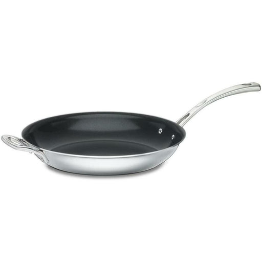 Cuisinart French Classic Tri-Ply Stainless 12-Inch Nonstick Skillet with Helper Handle,Silver - Luxio