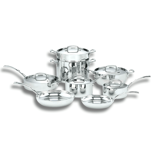 Cuisinart French Classic Tri-Ply Stainless 13-Piece Cookware Set, Silver - Luxio