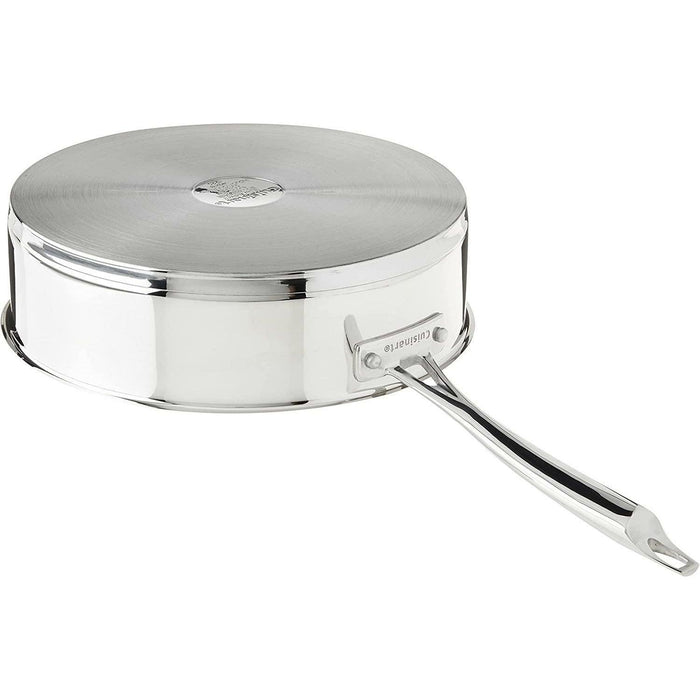 Cuisinart Professional Stainless Saute with Cover, 6-Quart white background upside down view