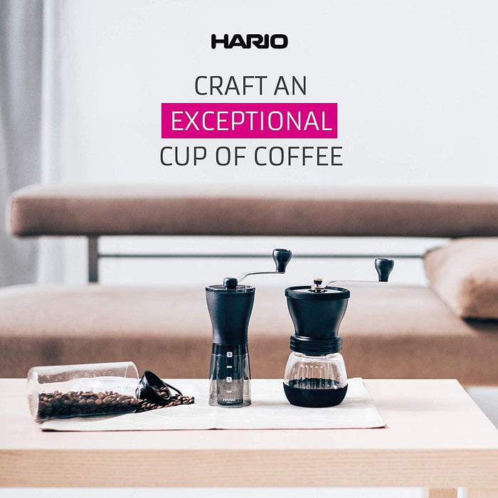 Hario Ceramic Coffee Mill, Mini Slim, Plus, Black - Luxio