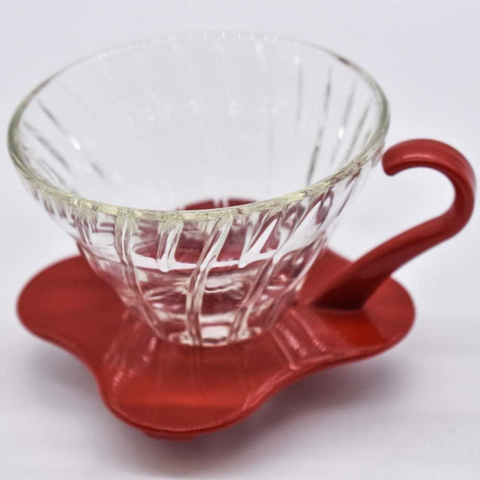 Hario V60 Glass Coffee Dripper, Size 01, Red isometric view with white background