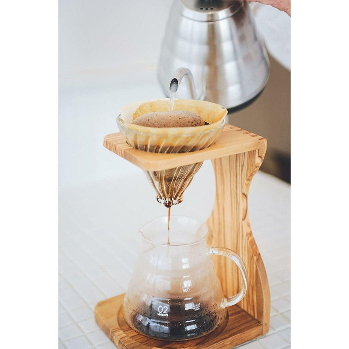 Hario V60 Olive Wood Pour Over Stand Set - Luxio