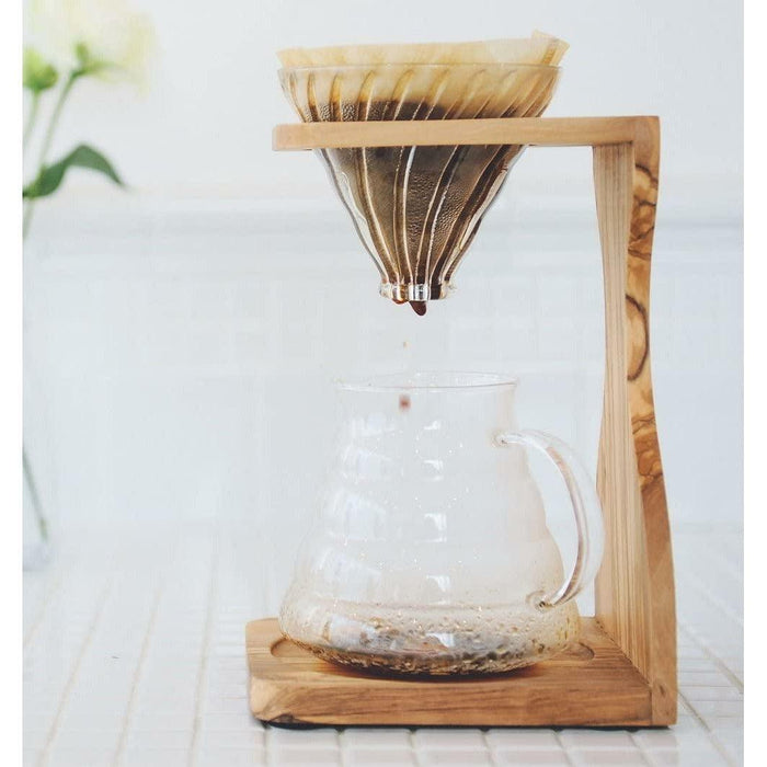 Hario V60 Olive Wood Pour Over Stand Set - Luxio
