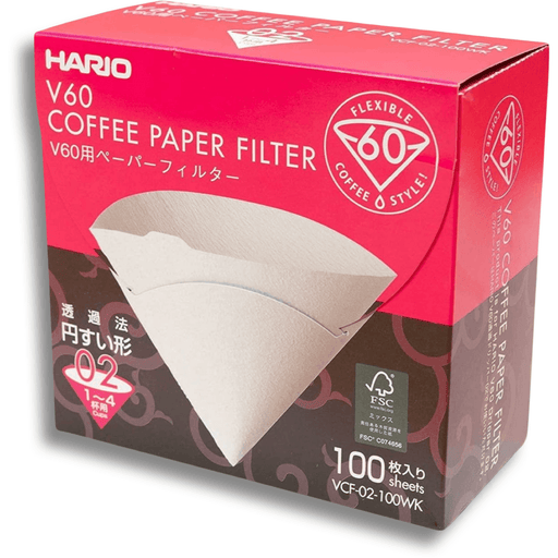 Hario V60 Paper Coffee Filters Single Use Pour Over Cone Filters Size 02 White, Boxed, 100 count - Luxio