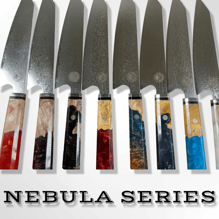 Spaceman Knives - Nebula Kiritsuke Series - Damascus Steel Cutlery - Luxio