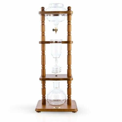 YAMA 6-8 CUP COLD DRIP MAKER CURVED BROWN WOOD FRAME (32OZ) - Luxio