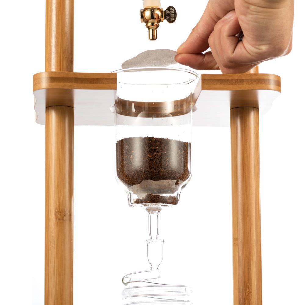 Yama 25 Cup Cold Drip Maker Curved Brown Wood Frame (100oz)